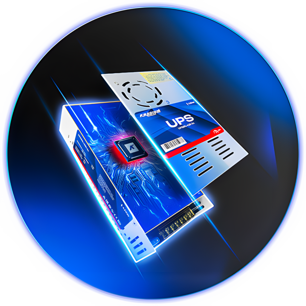 UPS de Kradium con Fondo Azul Degradado