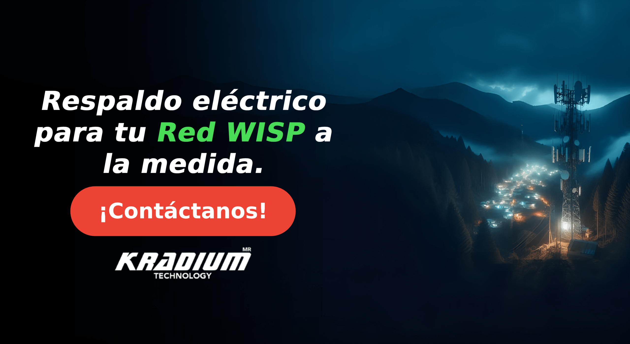 Torre WISP en montaña de noche.